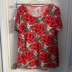 Lularoe top xs like new roses and hearts